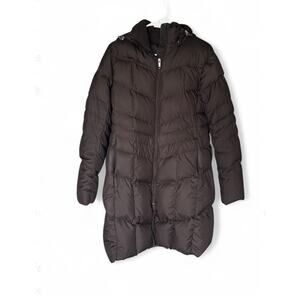 Land’s End Women’s Long Brown Down Puffer Parka Jacket Hooded Size Medium